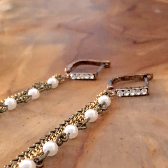 Bohemian Crystal + Pearl Tassel Earrings - Picture 4 of 8